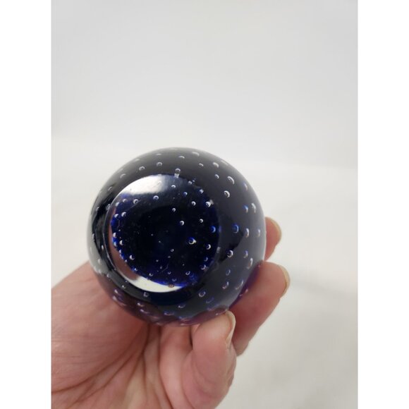 Vintage 1960s Blue Clear Controlled Bubbles Hand Blown Art Glass Bud Vase MCM - Picture 6 of 8